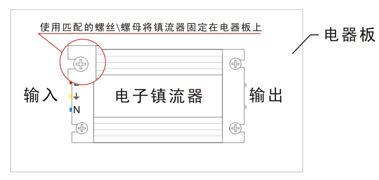 电子镇流器与电器板固定